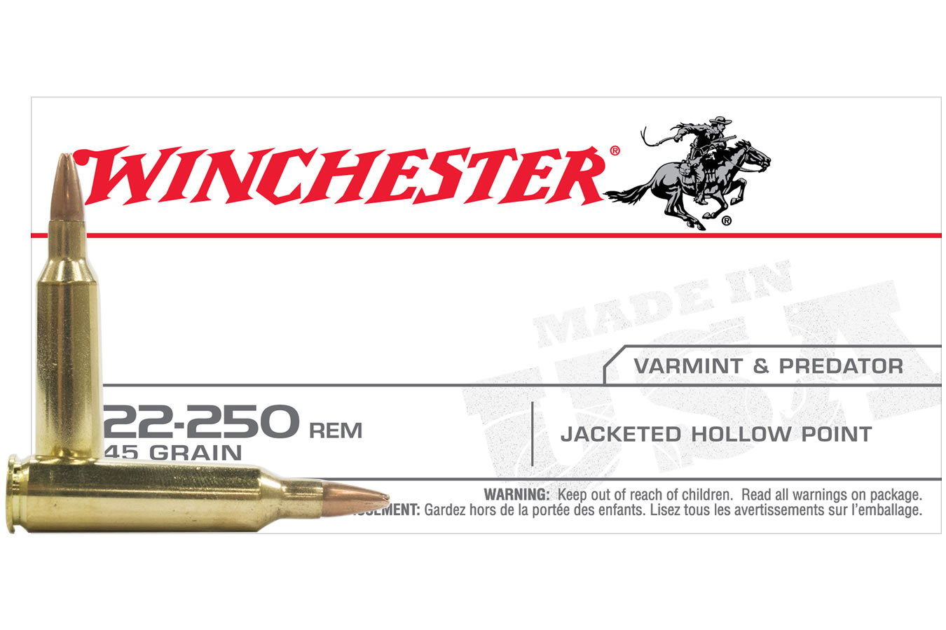 WINCHESTER AMMO 22-250 REM 45 GR JHP