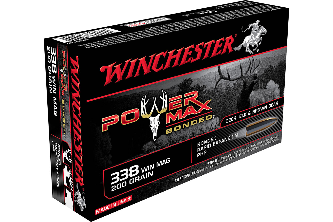 338 WIN MAG 200 GR POWER MAX BONDED