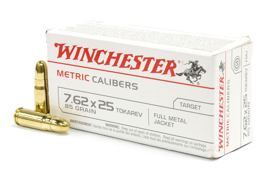 WINCHESTER AMMO 7.62X25 TOKAREV 85 GR FMJ