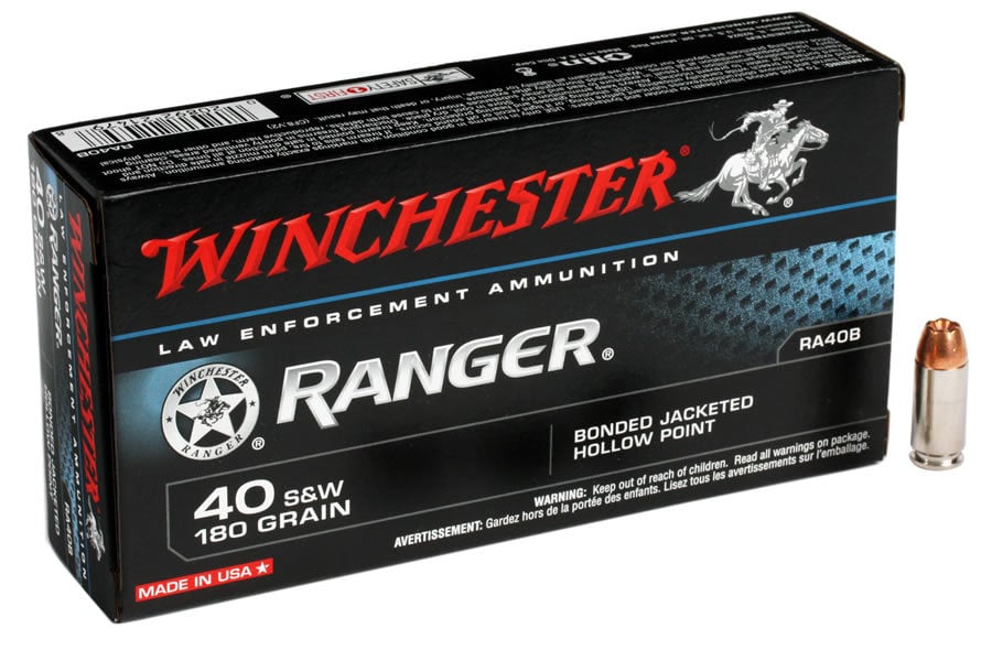 WINCHESTER AMMO 40 SW 180 GR JHP BONDED RANGER