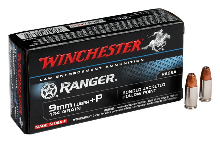 WINCHESTER AMMO 9MM +P 124 GR JHP BONDED RANGER