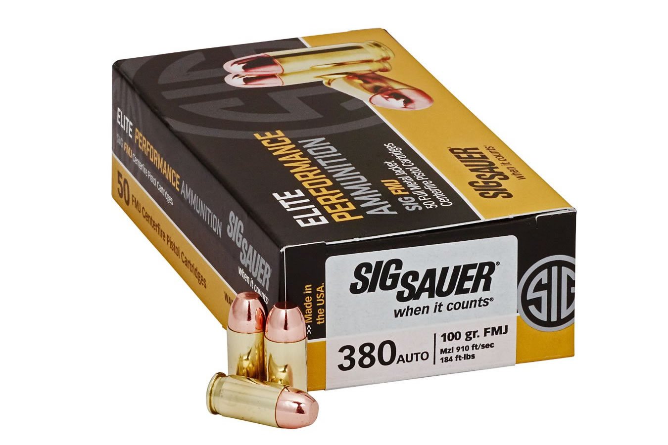 SIG SAUER 380 AUTO 100 GR ELITE BALL FMJ