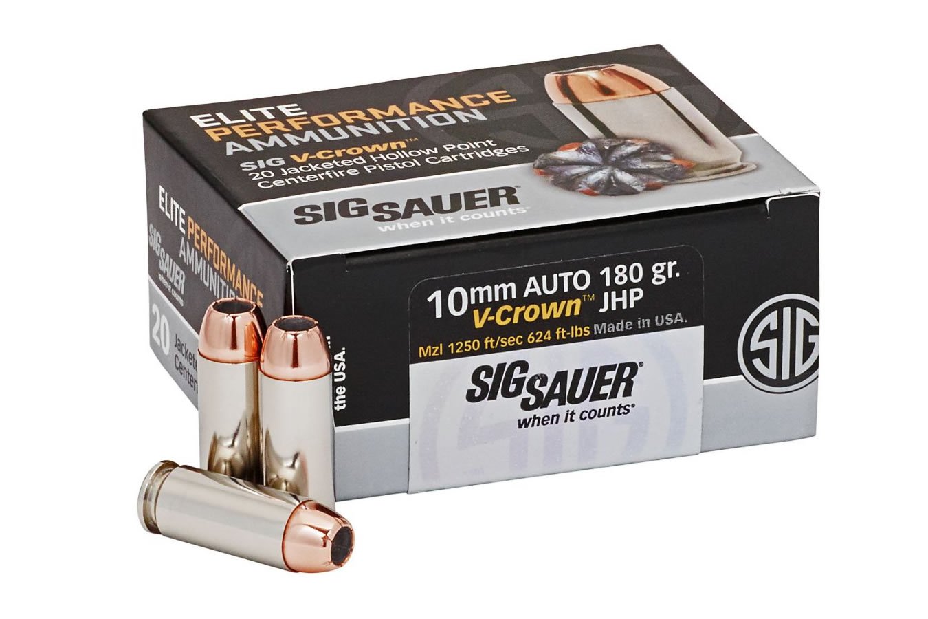 SIG SAUER 10MM 180 GR ELITE V-CROWN JHP