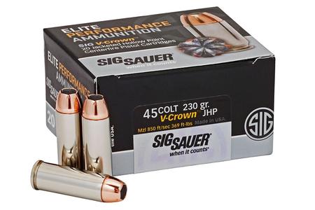 SIG SAUER 45 Colt 230 gr JHP Elite V-Crown 20/Box