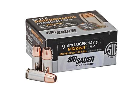 Sig Sauer 9mm Luger 147 gr JHP Elite V-Crown 20/Box