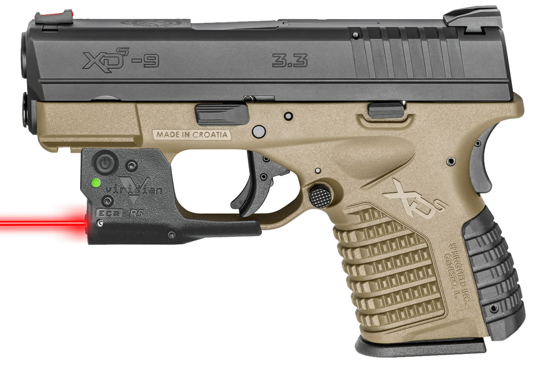 SPRINGFIELD XDS 3.3 9MM FDE W/ VIRIDIAN RED LASER