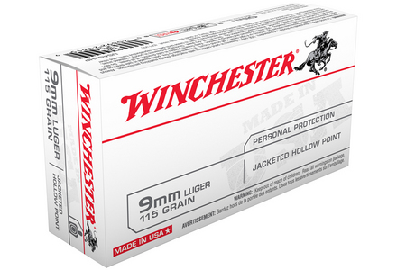 WINCHESTER AMMO 9mm Luger 115 gr JHP Jacketed Hollow Point USA 50/Box