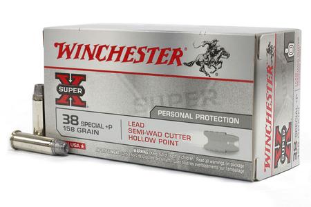 WINCHESTER AMMO 38 Special +P 158 gr Lead Semi-Wad Cutter HP Super X 50/Box