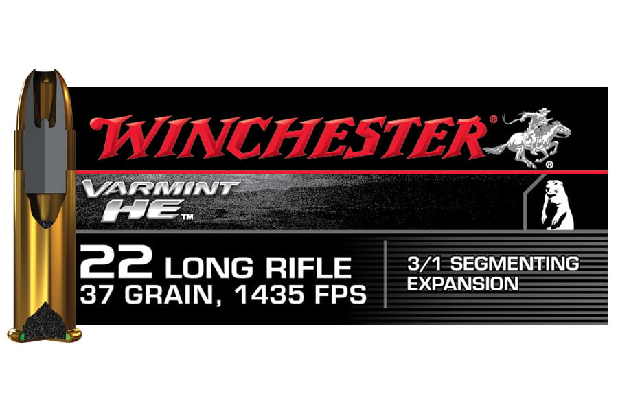 WINCHESTER AMMO 22 LR 37 GR 3/1 FRAGMENTING HP VARMINT HE