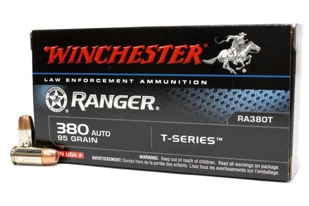 Winchester 380 Auto 95 gr JHP Ranger T-Series Police Trade Ammo 50/Box