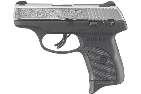 RUGER LC9s 9mm Engraved Nickel Carry Conceal Pistol with Thumb Safety