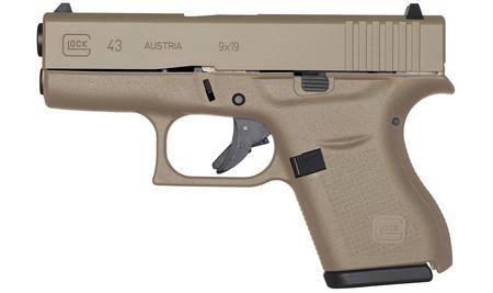 GLOCK 43 9mm Single-Stack Pistol with Magpul Dark Earth Cerakote Finish