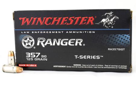 WINCHESTER AMMO 357 Sig 125 gr JHP T-Series Police Trade Ammo 50/Box