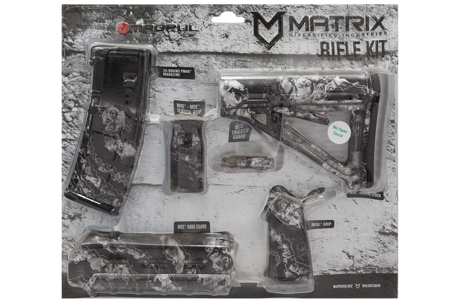 Matrix Diversified Magpul MOE AR-15 Zombie Silver Kit with 30 Round Magazine (Mil-Spec Stock)