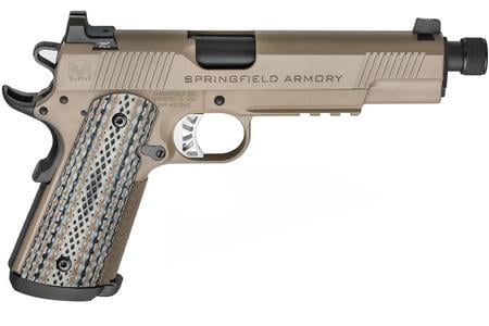 SPRINGFIELD 1911 Master Class Silent Operator 45ACP Flat Dark Earth (FDE) with Threaded Barr