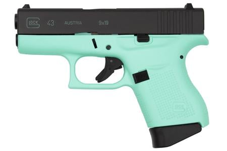 GLOCK 43 9mm Aqua Blue Duracoat Single Stack Pistol