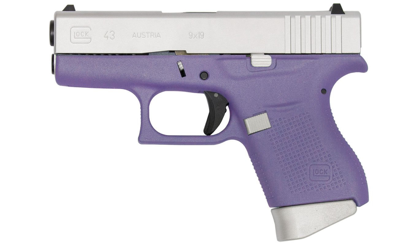 GLOCK 43 9MM SILVER SLIDE/PURPLE FRAME