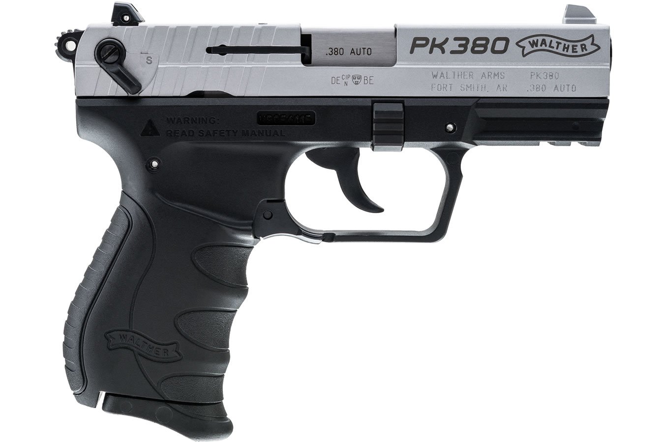 WALTHER PK380 NICKEL 380 ACP WITH BLACK FRAME