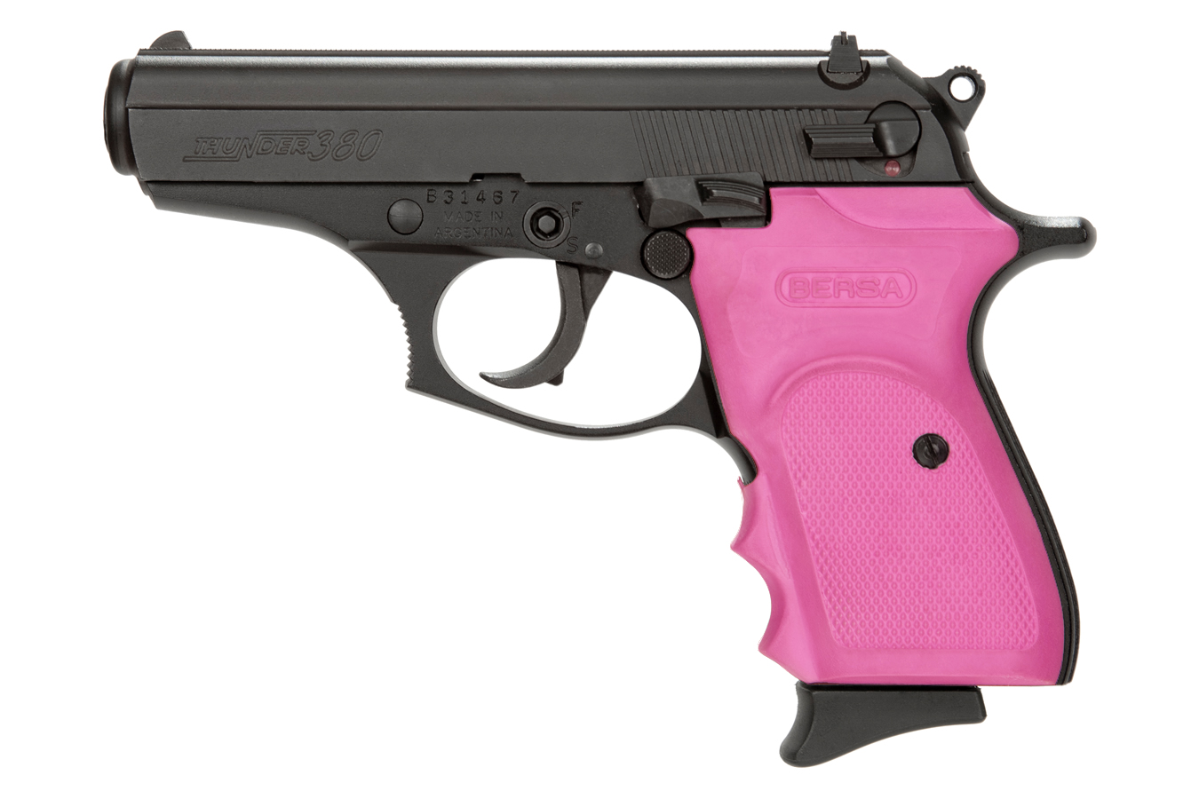 BERSA THUNDER 380 MATTE WITH PINK RUBBER GRIPS