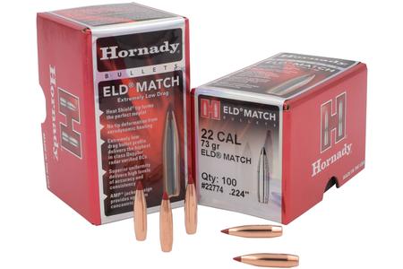 HORNADY 22 Cal .224 73 gr ELD Match 100/Box