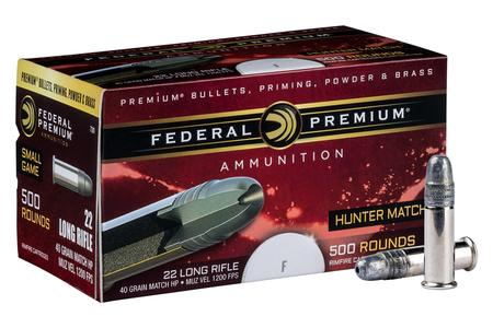 FEDERAL AMMUNITION 22LR 40gr Hollow Point Hunter Match 500 Round Brick