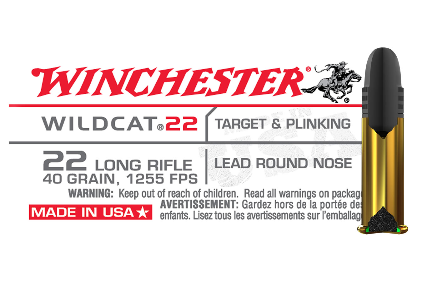 WINCHESTER AMMO 22 LR 40 GR LRN WILDCAT 500 RDS