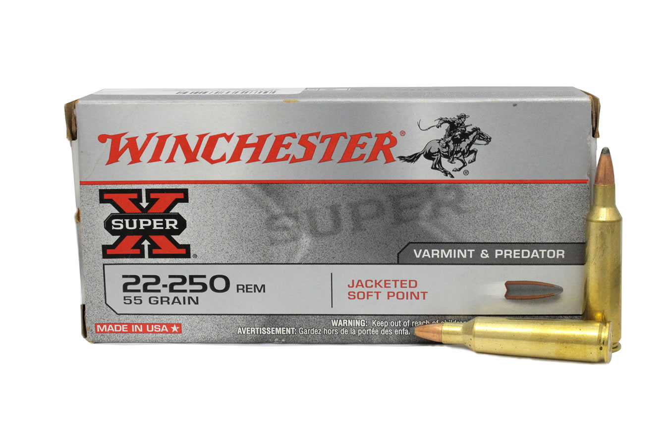 Winchester 22-250 Remington 55 gr Jacketed Soft Point Police Trade