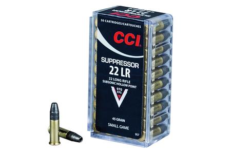 CCI 22LR 45 gr Hollow Point Suppressor 50/Box