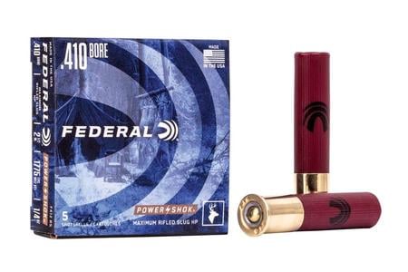 Federal 410 GA 2-1/2 in 109 gr Rifled HP Slug Power-Shok 5/Box