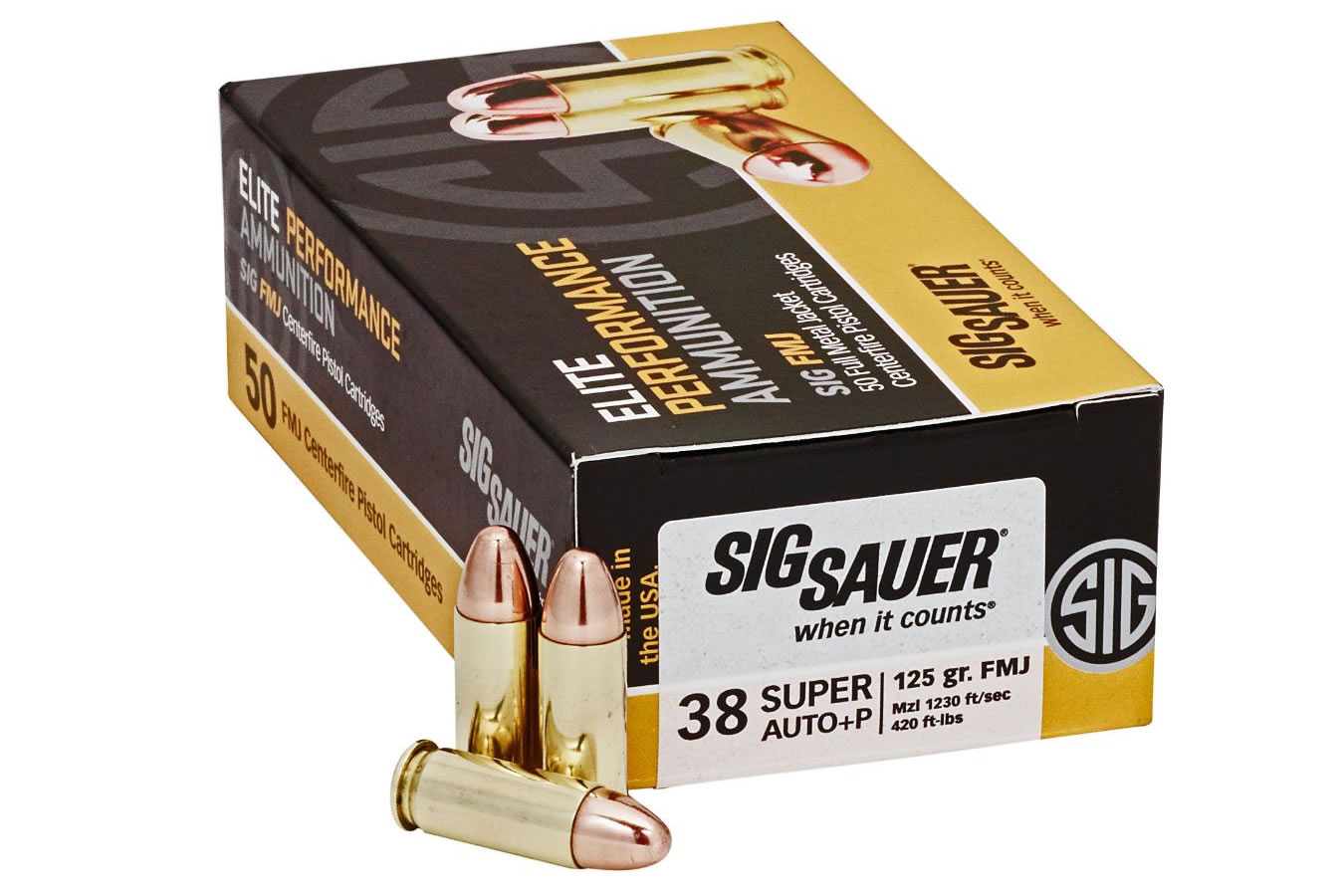 SIG SAUER 38 SUPER + P 125 GR ELITE BALL FMJ