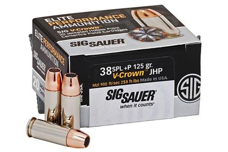 SIG SAUER 38 Special +P 125 gr Elite V-Crown Jacketed Hollow Point 20/Box