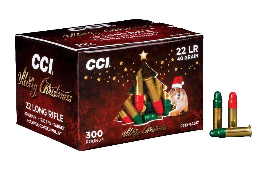 CCI 22LR 40 gr LRN 300 Round Christmas Pack with Red and Green Bullets