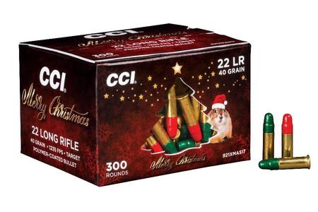 CCI AMMUNITION 22LR 40 gr LRN 300 Round Christmas Pack with Red and Green Bullets