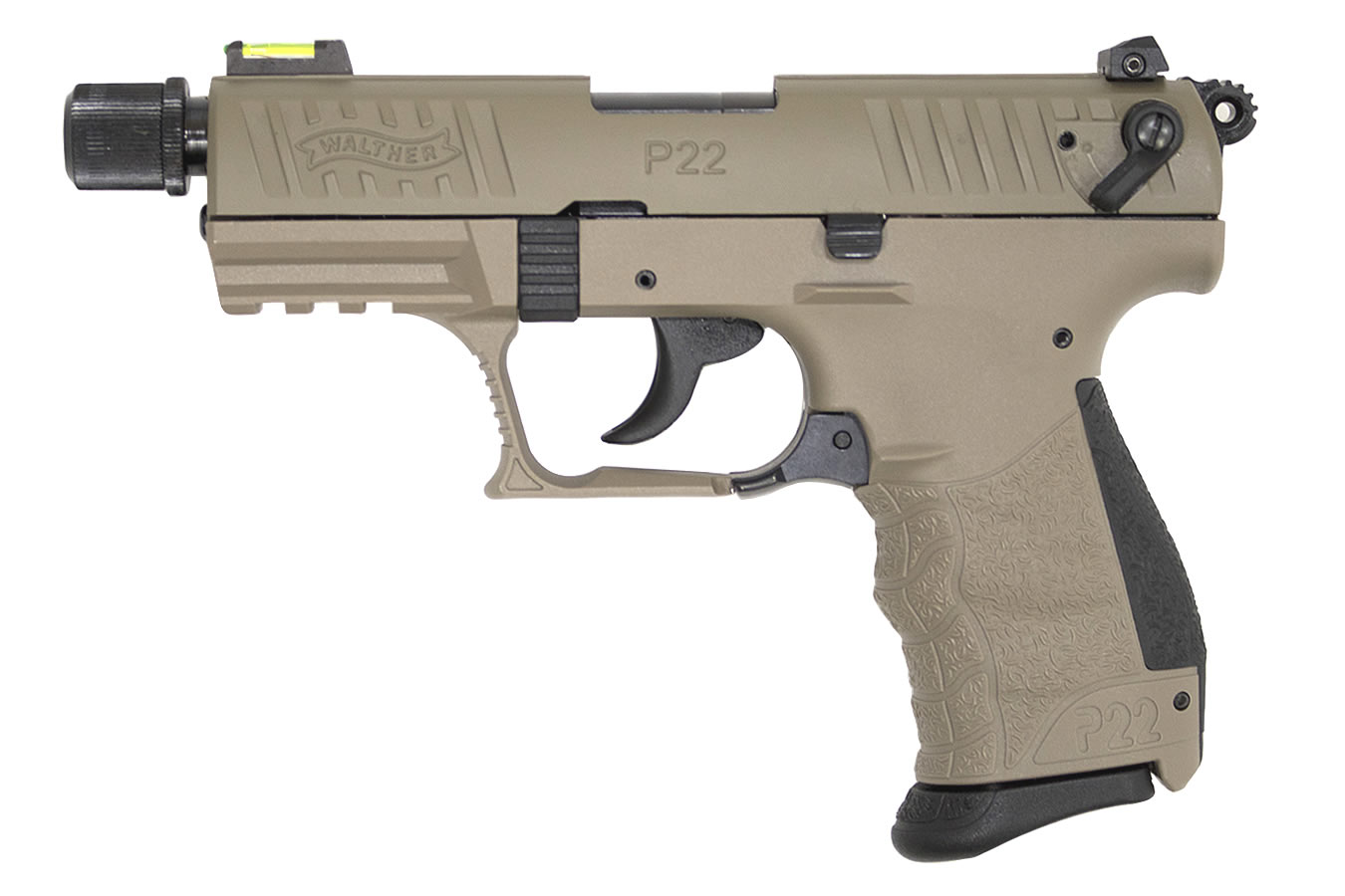 WALTHER P22 QD 22LR FDE WITH THREADED BARREL