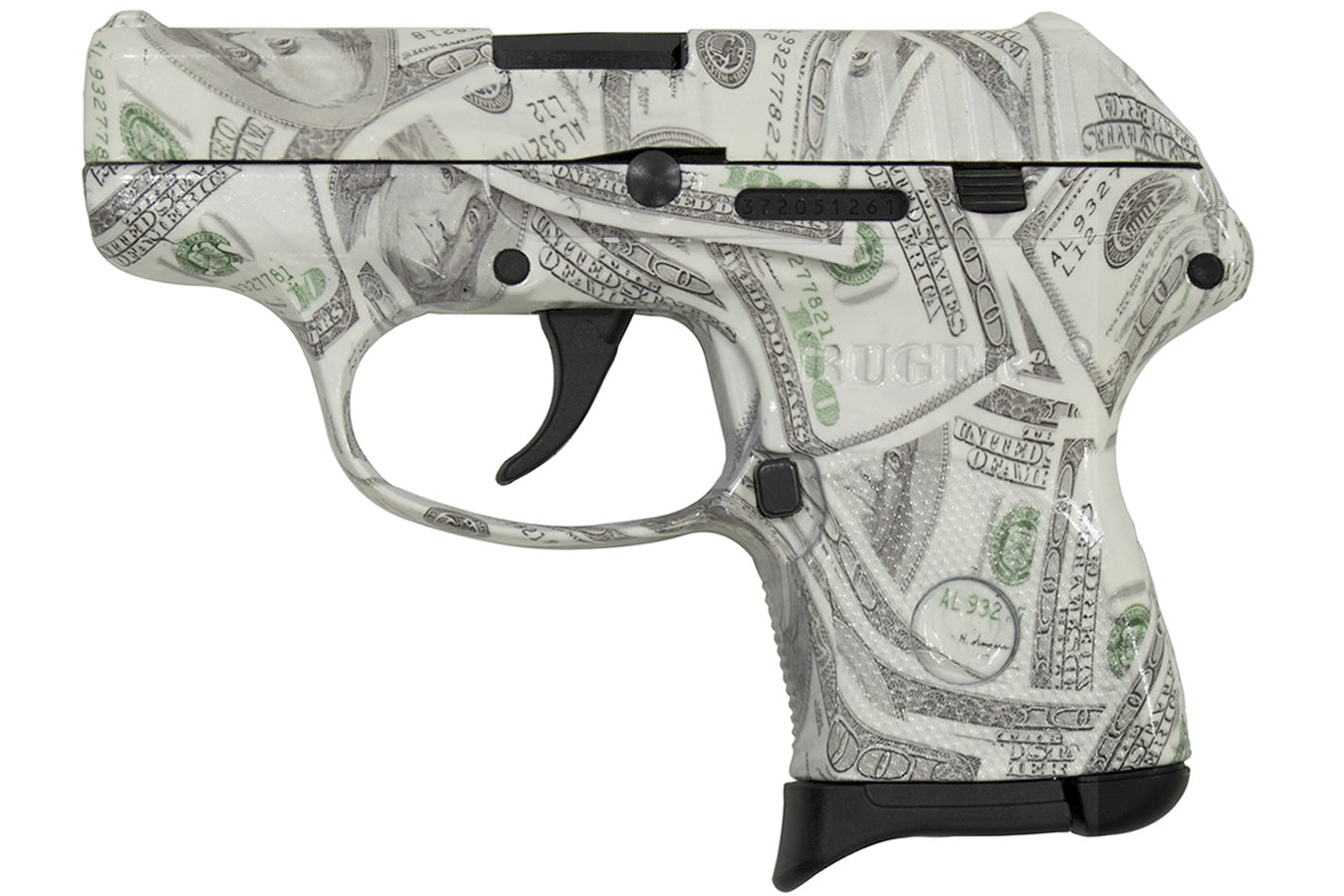 RUGER LCP 380 ACP HUNDRED DOLLAR BILL GLOWING