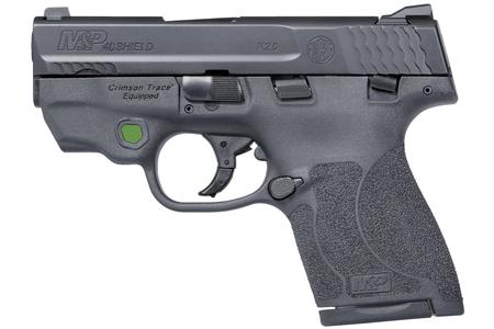SMITH AND WESSON MP40 Shield M2.0 40SW Centerfire Pistol with Green Crimson Trace Laser and Thumb