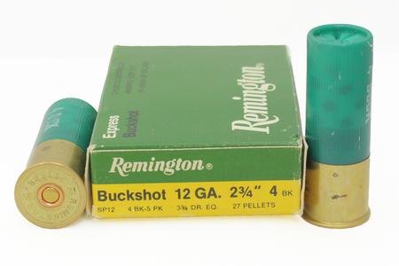 REMINGTON 12 Gauge 2-3/4 In 4 BK Express Buckshot Trade Ammo 5/Box