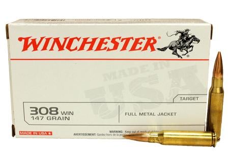 Winchester 308 Win 147 gr FMJ Boat-Tail Police Trade Ammo 20/Box