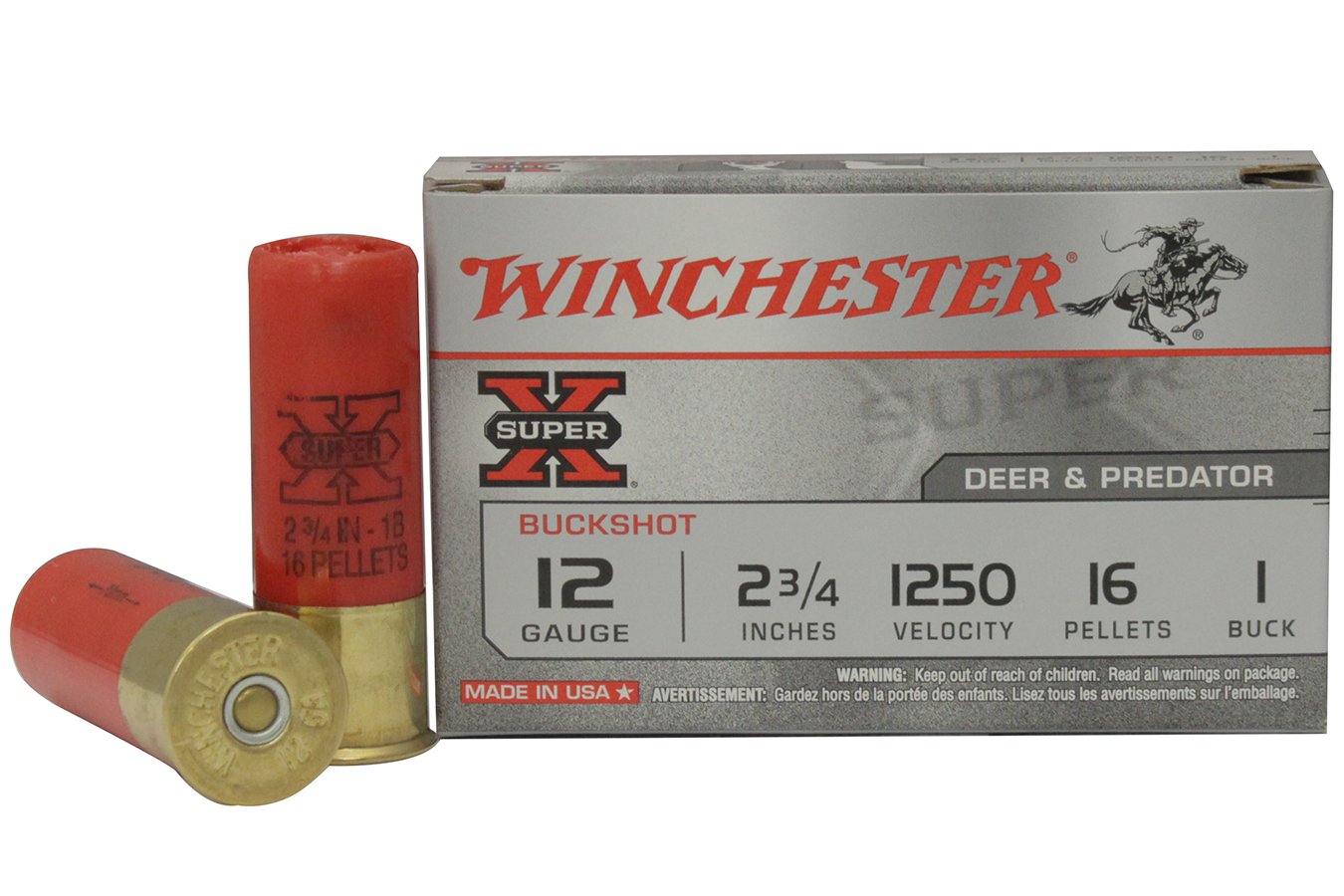 WINCHESTER AMMO 12 GA 2-3/4 IN 1 BUCK 16 PELLETS