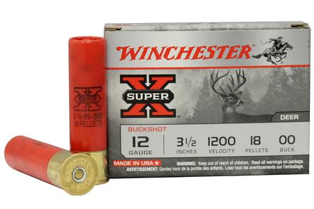 Winchester 12 Gauge 3 1/2 inch Super-X 18 Pellets Buffered 00 Buckshot 5/Box