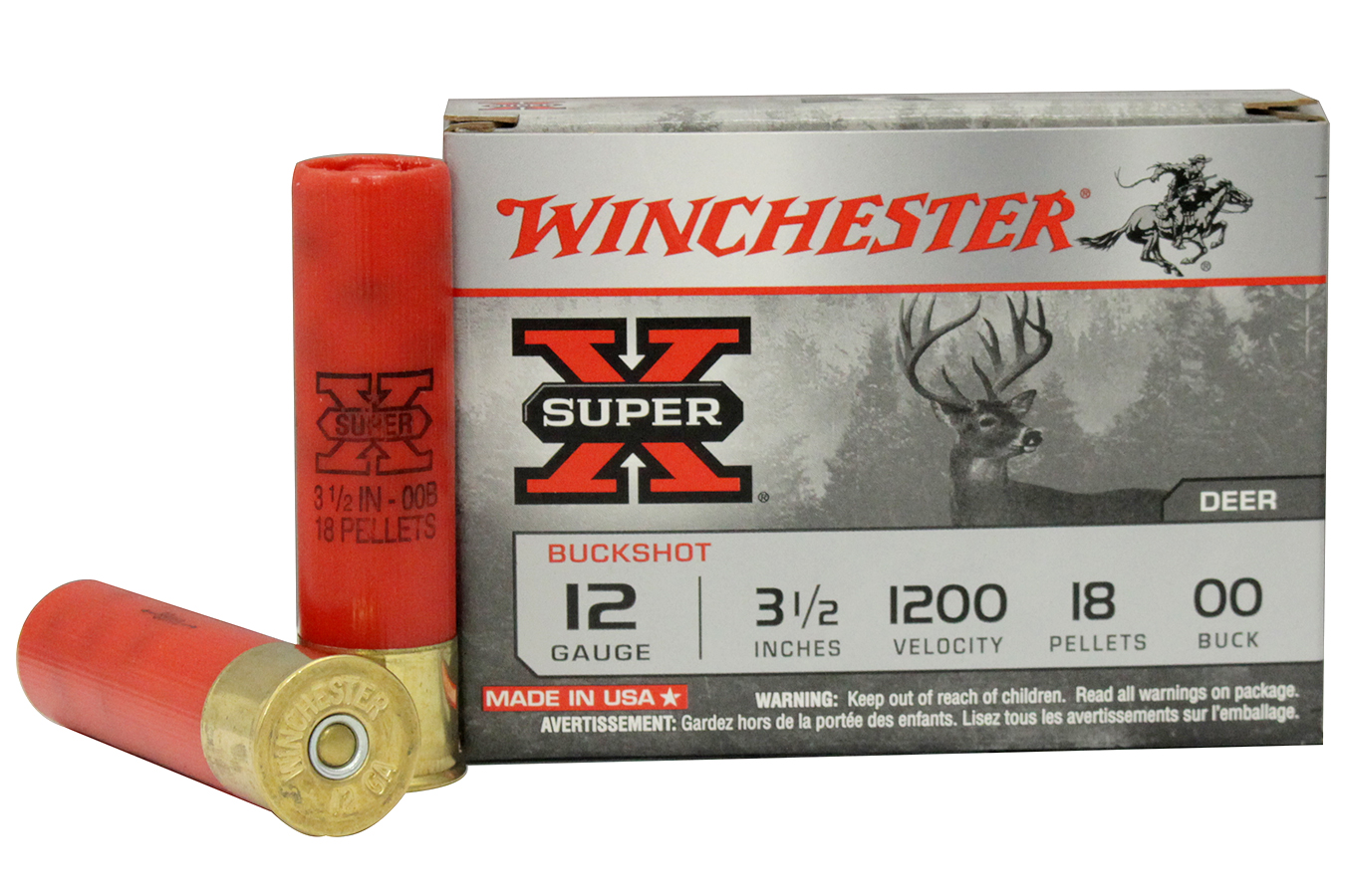 Winchester 12 Gauge 3 1 2 Inch Super X 18 Pellets Buffered 00 Buckshot 5 Box Vance Outdoors