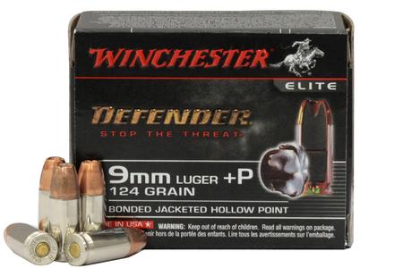 WINCHESTER AMMO 9mm Luger +P 124 gr Bonded JHP PDX1 Defender Elite 20/Box