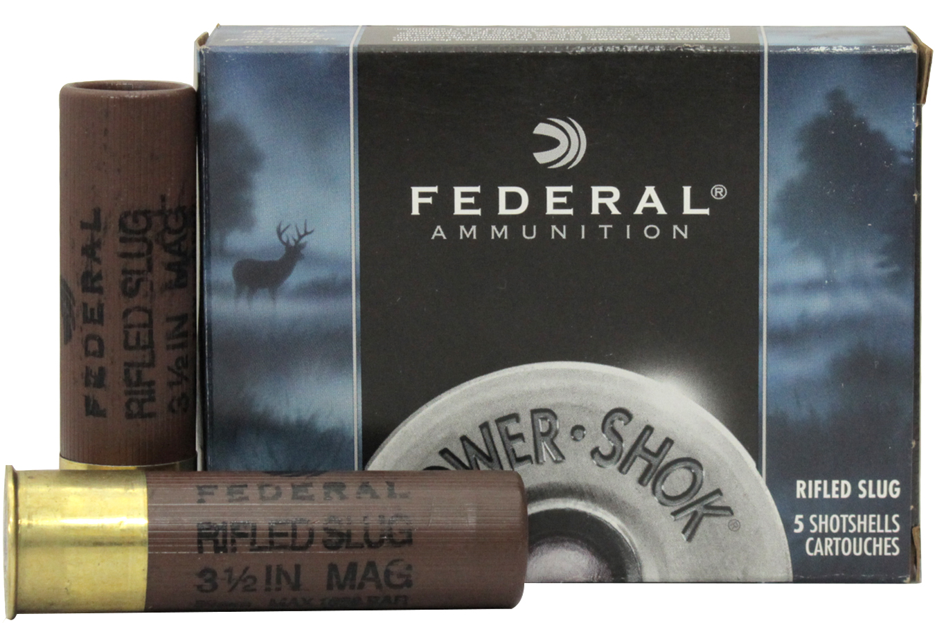 FEDERAL AMMUNITION 10 GA 3-1/2 IN 1-3/4 OZ HP POWER-SHOK RIFLED SLUG