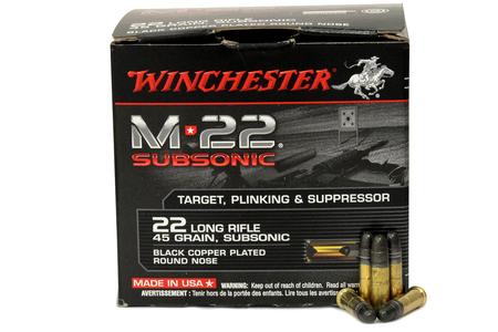 WINCHESTER AMMO 22 LR 45 gr M22 Black Copper Plated Round Nose Subsonic 400/Box