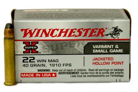 Winchester 22 WMR 40 Gr Jacketed Hollow Point Super X 50/Box