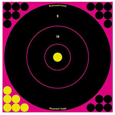 BIRCHWOOD CASEY Shoot-N-C 12 Inch Pink Bull`s-Eye 5 Target, 120 Pasters