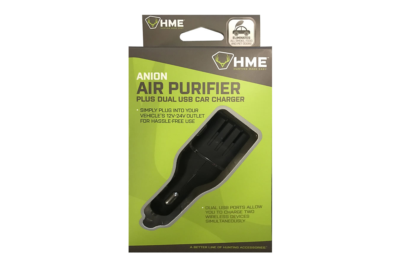 HME PRODUCTS CAR PLUGIN PURIFIER W/ DUAL USB PORT