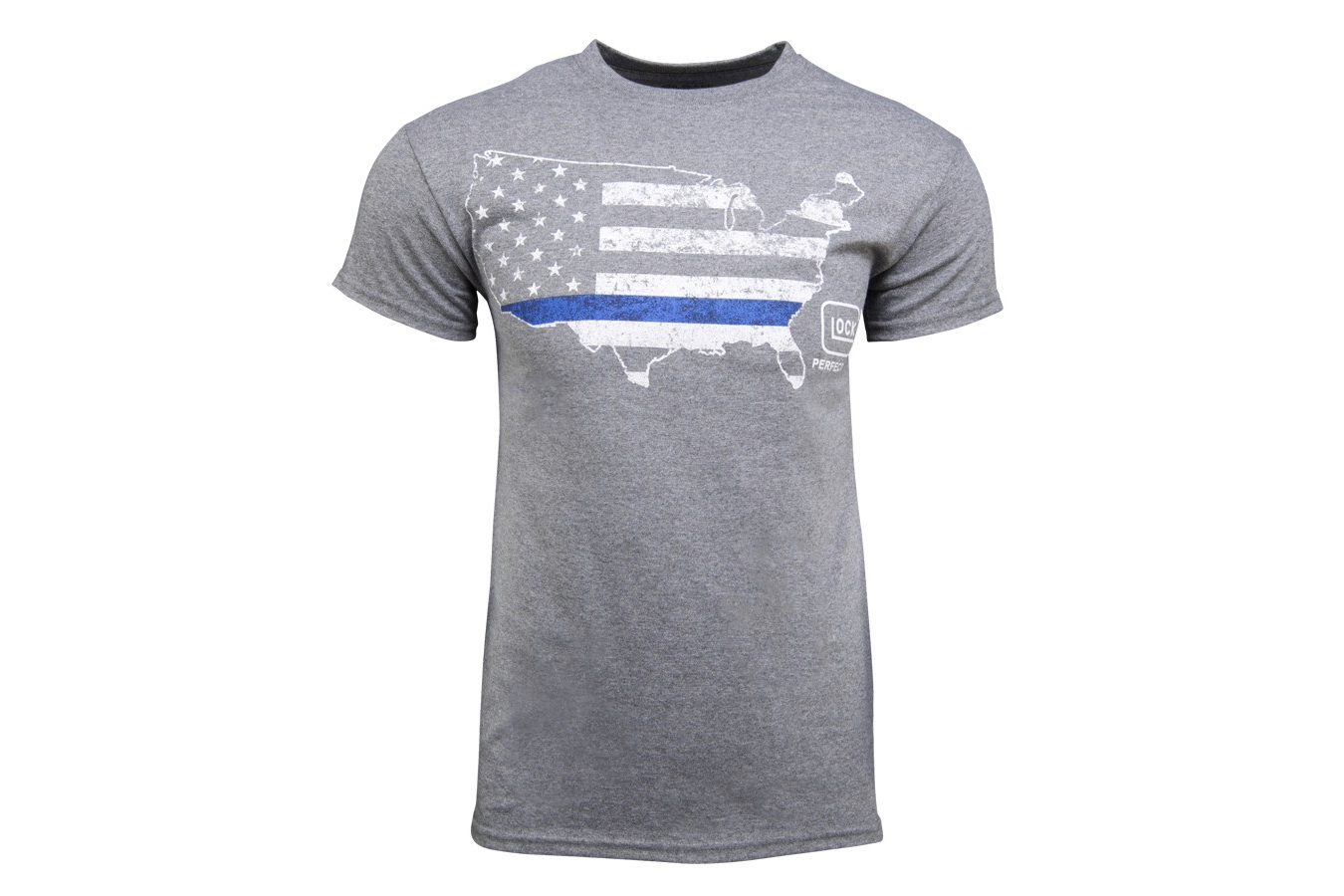 blue and gray graphic tee