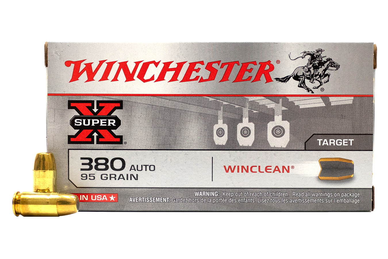Winchester 380 Auto 95 gr BEB Winclean Super-X Police Trade Ammo 500 Round Case
