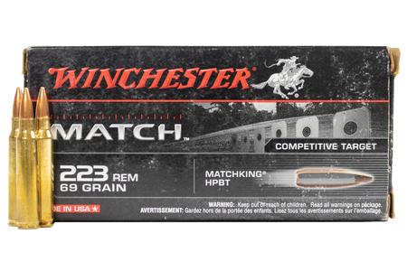 WINCHESTER AMMO 223 Remington 69 gr Matchking HPBT Competitive Target 20/Box